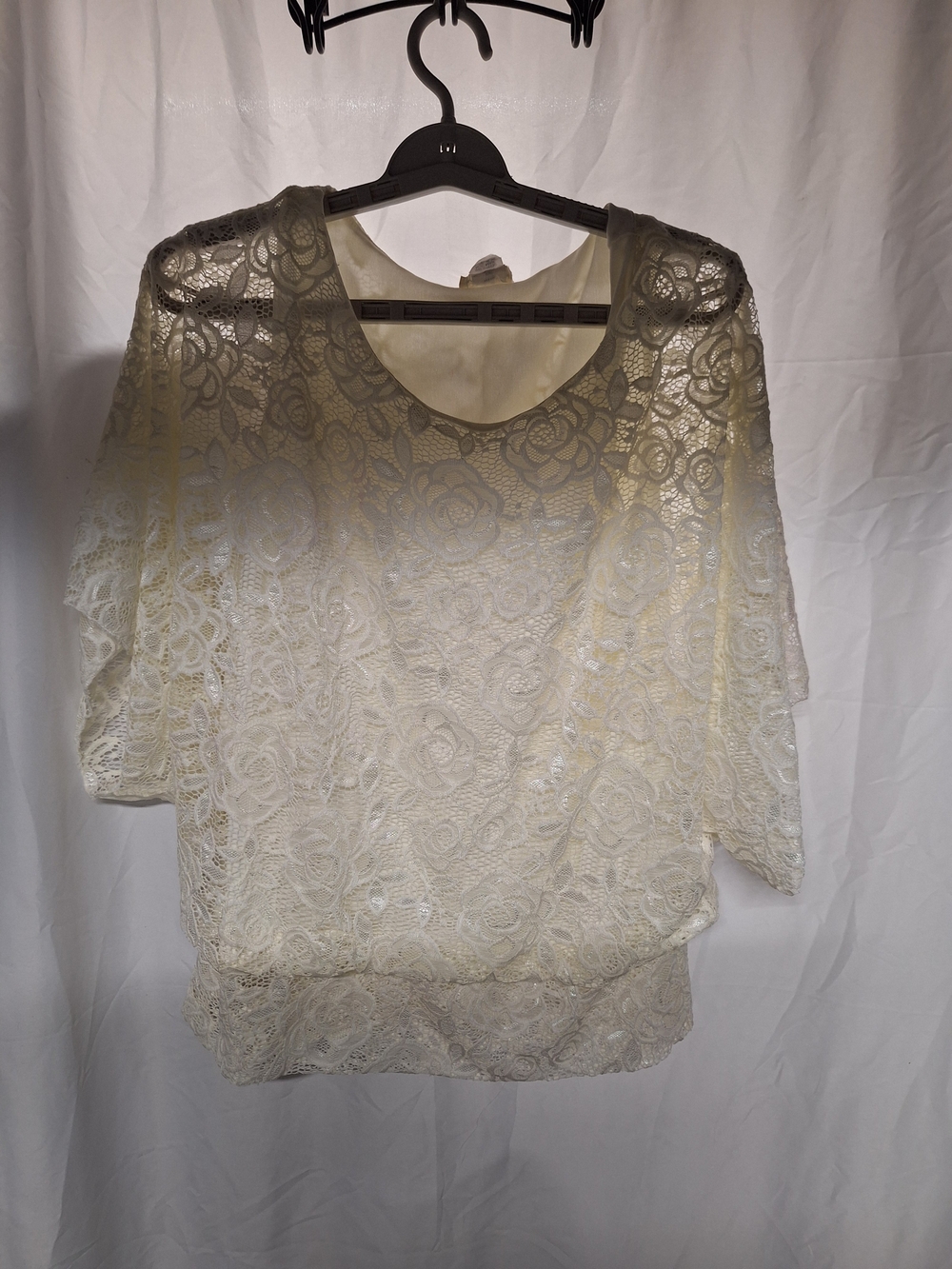 Brittany Black Ivory Floral Lace Blouse